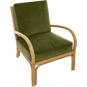 Kok Maison Fauteuil rotin et velours vert Vert 83x80x123cm