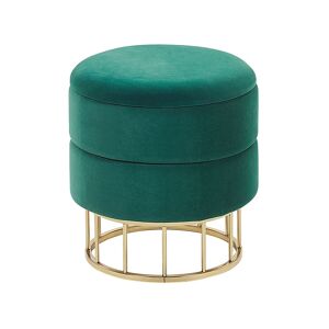 Beliani Pouf en velours vert foncé avec rangement Vert 37x42x37cm