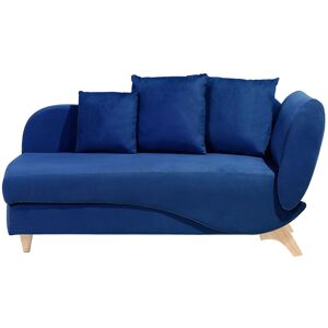 Beliani Chaise longue côté droit en velours bleu marine Bleu 156x77x72cm