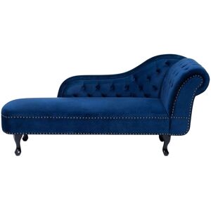 Beliani Méridienne Chesterfield côté droit en velours bleu