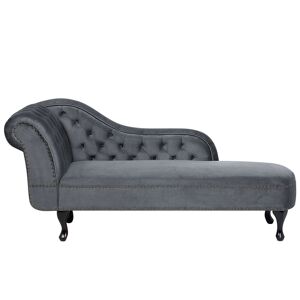 Beliani Méridienne Chesterfield en velours gris