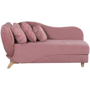 Beliani Chaise longue côté gauche en velours rose