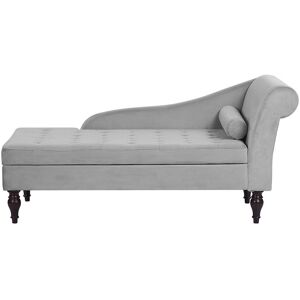 Beliani Chaise longue en velours gris clair avec rangement II