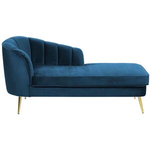 Beliani Chaise longue côte gauche en velours bleu marine