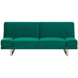 Beliani Canapé convertible 2 places en velours vert Vert 190x81x89cm