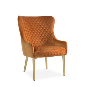 Fauteuil rembourré velours orange