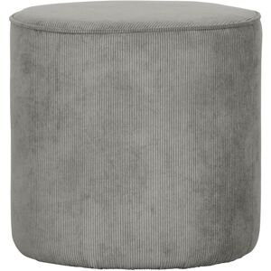 WOOOD Pouf rond en tissu côtelé gris