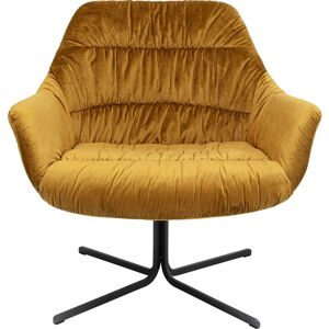 Kare Design Fauteuil pivotant en velours jaune et acier