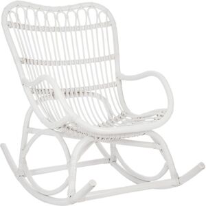 LANADECO Fauteuil a bascule rotin blanc mat 110x91cm