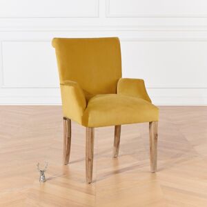 Robin des Bois Fauteuil de table en velours jaune moutarde