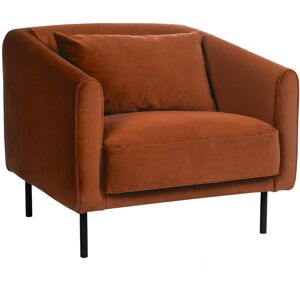 Drawer Fauteuil en velours pieds droits en métal rouille Orange 87x73x83cm