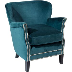 Robin des Bois Fauteuil club en velours clouté bleu paon Bleu 68x73x68cm