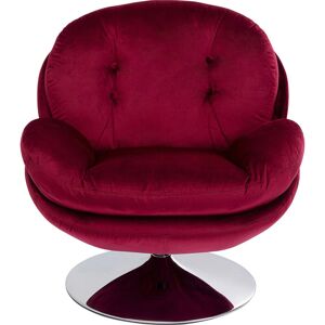 Kare Design Fauteuil pivotant en velours rouge et acier chromé Rouge 81x84x43cm