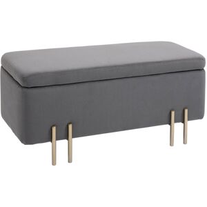 Homcom Banquette coffre de rangement velours gris foncé piètement métal doré Gris 100x42x40cm