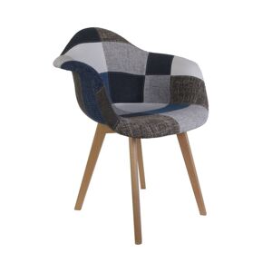 The Home Deco Factory Fauteuil patchwork bleu gris