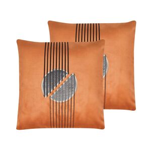 Beliani Lot de 2 coussin décoratifs en tissu orange 45x12cm - Publicité