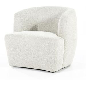 Meubles & Design Fauteuil rond avec accoudoirs en tissu blanc