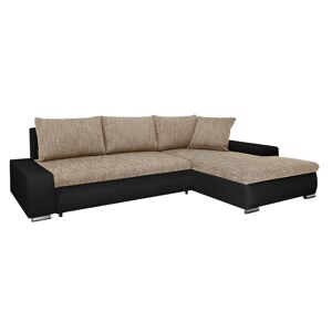 Petits meubles Canapé d'angle convertible droit 4 places beige et noir Multicolore 265x85x185cm