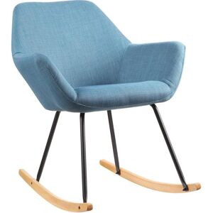 ATHM DESIGN Rocking chair assise tissu bleu pieds metal noir