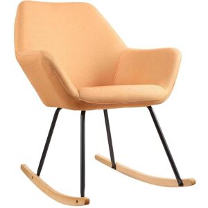 ATHM DESIGN Rocking chair assise tissu orange pieds métal noir - Publicité