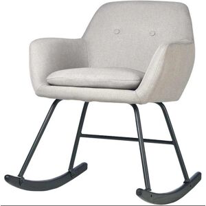 ATHM DESIGN Rocking chair assise tissu gris clair pieds metal noir