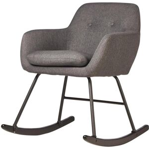 ATHM DESIGN Rocking chair assise tissu gris pieds métal noir Gris 58x80x72cm