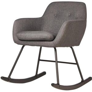 ATHM DESIGN Rocking chair assise tissu gris pieds métal noir