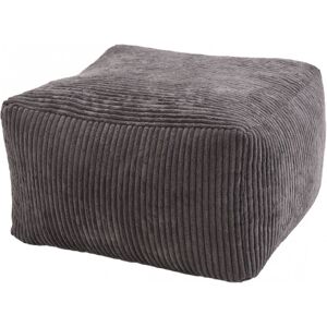 MACABANE Pouf carré en tissu velours cotelé gris anthracite