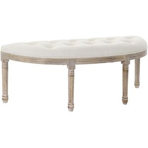 Wadiga Banquette demi-lune capitonnee classique bois et polyester beige