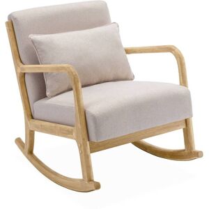 sweeek Rocking chair design tissu beige et bois - lorens rocking