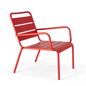 Oviala Fauteuil de jardin bas relax acier rouge Rouge 70x76x65cm