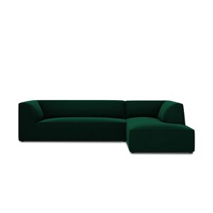 Micadoni Home Canapé d'angle droit 4 places en tissu velours vert bouteille Vert 273x69x180cm