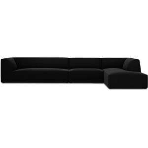 Micadoni Home Canape d'angle droit 5 places en tissu velours noir