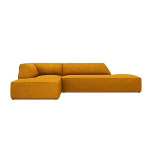 Micadoni Home Canapé d'angle gauche 4 places en tissu velours côtelé jaune