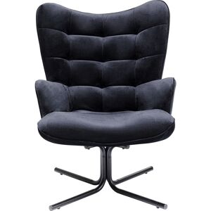 Kare Design Fauteuil pivotant en velours noir et acier