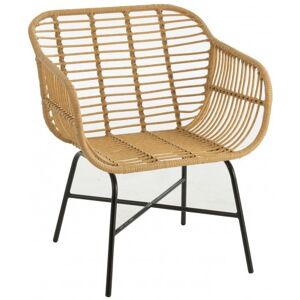 LANADECO Fauteuil de jardin bas style rotin Beige 70x82x66cm