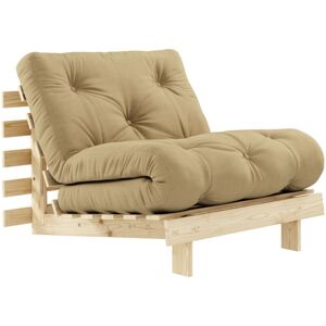 Karup Design Fauteuil convertible 90x200cm en bois naturel et tissu ble