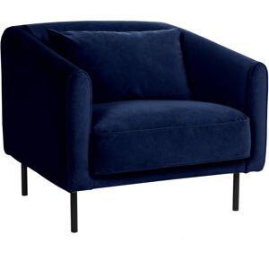 Drawer Fauteuil en velours pieds droits en métal bleu marine Bleu 87x73x83cm