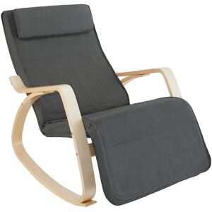 Tectake Fauteuil a bascule Avec des accoudoirs, cadre en bois de bouleau gris