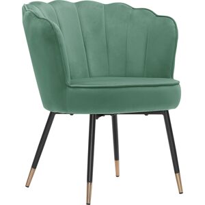 Baita Fauteuil en velours vert avec pieds noir et doré Vert 65x80x65cm