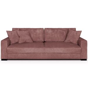 Homifab Canape convertible 3 places en velours côtele rose blush