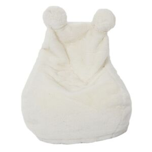 Toilinux Fauteuil pour enfant en forme de poire en fausse fourrure blanc