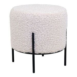 House Nordic Pouf rond en tissu bouclette et métal D35,5cm blanc