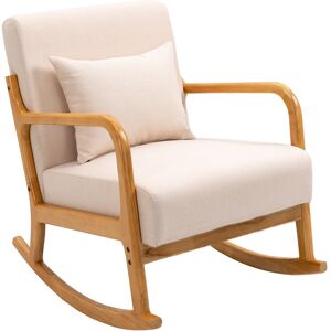 Nordlys Rocking chair en bois massif et tissu beige