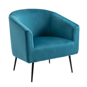 Nordlys Fauteuil de salon en metal et velours bleu canard