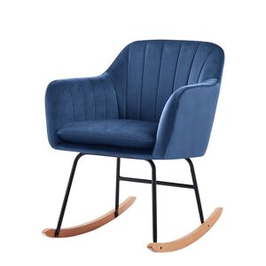 Baita Fauteuil en velours bleu rocking chair