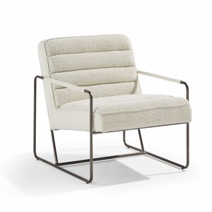 Oviala Fauteuil en tissu bouclette ivoire Blanc 66x71x83cm