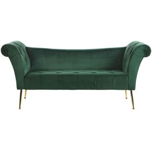 Beliani Chaise longue en velours vert foncé Vert 175x76x70cm