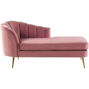 Beliani Chaise longue côté gauche en velours rose Rose 150x75x76cm