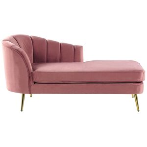 Beliani Chaise Lounge Pink Velvet Upholstery Gold Metal Legs Left Hand Material:Velvet Size:76x75x150 - Publicité
